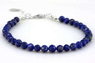 Náramek z broušeného lapisu lazuli, kuličky cca 6 až 7 mm, stříbro Ag 925/1000 (LL4841NS)