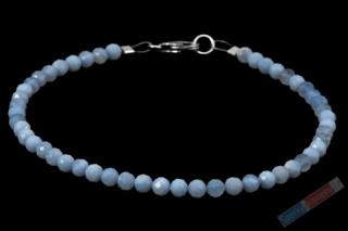 Náramek z broušeného modrého chalcedonu QA, stříbro Ag 925/1000, kuličky cca 3,5 mm (CHA2421NS)