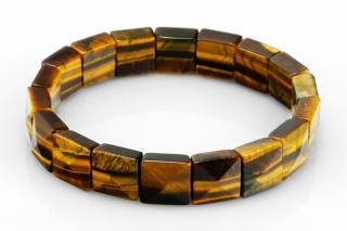 Náramek z tygřího oka QAA, plochý, fasetované dílky cca 11 x 11 mm (TG2631NS)