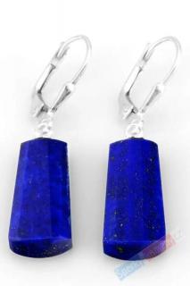 Náušnice z broušeného lapisu lazuli QAA, cca 20 x 9 mm, stříbro Ag 925/1000 (LL9082U)