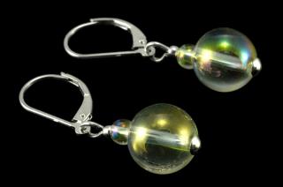 Náušnice z křišťálu Aqua Aura, závěs, kuličky 10 mm, stříbro Ag 925/1000 (KR71U)