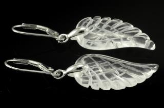 Náušnice z křišťálu QA ve tvaru andělských křídel, cca 25 mm, stříbro Ag 925/1000 (KR273U)