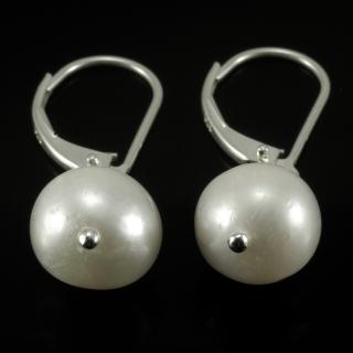 Náušnice ze sladkovodních bílých perel, cca 6 mm, stříbro Ag 925/1000 (PB4537U)