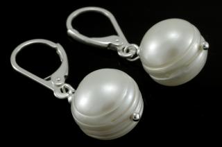 Náušnice ze sladkovodních velkých bílých perel typu baroko, vel. cca 12 mm, stříbro Ag 925/1000 (PB173U)