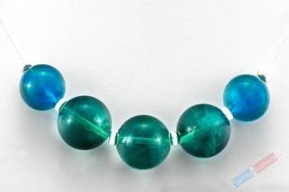 Originální náhrdelník na lanku z modrého až modrozeleného fluoritu QA, kuličky cca 14 a 15 mm, stříbro Ag 925/1000, délka cca 60 cm, VZÁCNÝ (FLM6050S) SLEVA 40%=1074 Kč