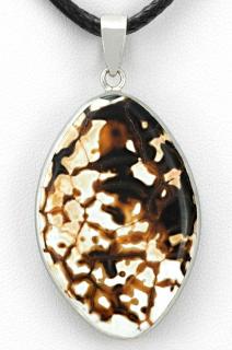 Originální náhrdelník z leopardího achátu, přívěsek cca 37 x 25 mm  šelma ve městě  (ACH1450S)