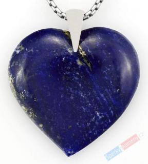 Originální přívěsek z lapisu lazuli QA, stříbro Ag 925/1000, srdce cca 38 x 37 mm,  krása noční letní oblohy  (LL8324P)