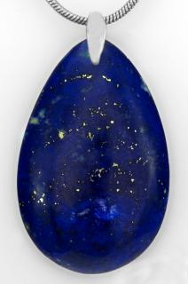 Přívěsek z lapisu lazuli QA, kapka cca 32 x 20 mm, rhodiované stříbro Ag 925/1000 (LL3097P)