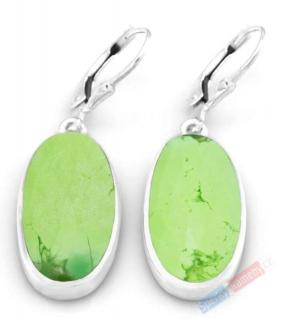 Stříbrné náušnice (Ag 925/1000) s lemon chryzoprasem QAA, ovály cca 24 x 13 mm, RARITA (CHRL7868U)