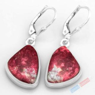 Stříbrné náušnice (Ag 925/1000) s thulitem QAA, cca 18 x 13 mm, RARITA (THL6051U)