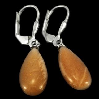 Stříbrné náušnice (Ag 925/1000) se slunečním kamenem QA, kapky cca 18 mm (SL252U)