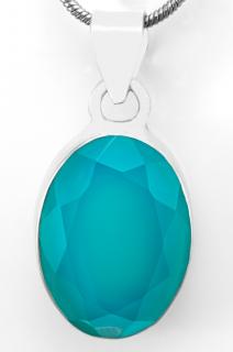 Stříbrný přívěsek (Ag 925/1000) s broušeným paraiba onyxem QA, ovál cca 20 x 14 mm, nádherná barva (ONP5143P)
