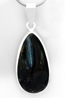 Stříbrný přívěsek (Ag 925/1000) s nummitem QA, kapka cca 33 x 18 mm, RARITA (NT5142P)
