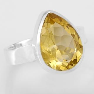 Stříbrný prsten (Ag 925/1000) s broušeným citrínem QAA, vel. kamene cca 16 x 12 mm (CI7870R)