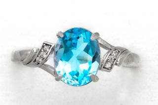 Stříbrný prsten (Ag 925/1000) s broušeným Sky Blue topazem QAA, vel. kamene cca 10 mm (TP6655R)
