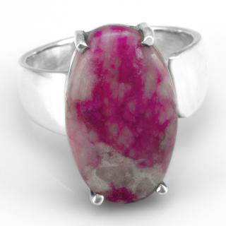 Stříbrný prsten (Ag 925/1000) s kobaltovým kalcitem QAA, vel. kamene cca 21 x 13 mm, krásná pink barva, RARITA (KKC2147R)