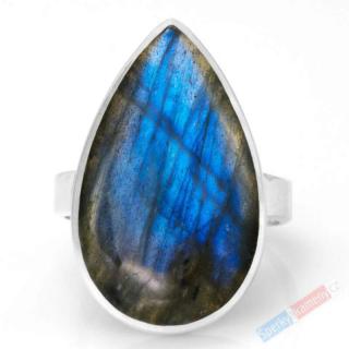 Stříbrný prsten (Ag 925/1000) s labradoritem QAA, vel. kamene cca 28 x 18 mm (LB6055R)