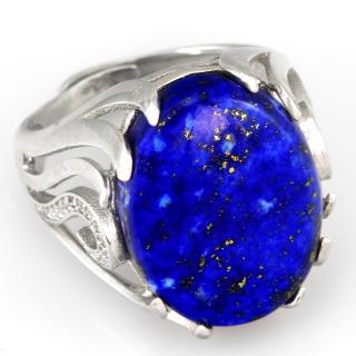 Stříbrný prsten (Ag 925/1000) s lapisem lazuli QA, vel. kamene cca 20 mm (LL6051R)