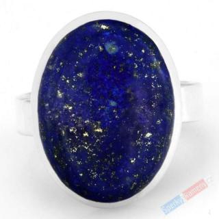 Stříbrný prsten (Ag 925/1000) s lapisem lazuli QAA, vel. kamene cca 22 x 16 mm,  noční obloha posetá hvězdami  (LL7870R)