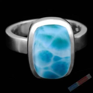Stříbrný prsten (Ag 925/1000) s larimarem QAA, vel. kamene cca 17 x 13 mm, krásná barva a kresba RARITA (LR1088R) SLEVA 20%=558 Kč