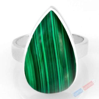 Stříbrný prsten (Ag 925/1000) s malachitem QA, vel. kamene cca 25 x 16 mm (MA6059R)