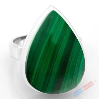 Stříbrný prsten (Ag 925/1000) s malachitem QA, vel. kamene cca 25 x 18 mm (MA6055R)