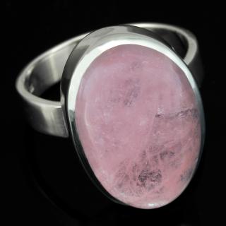 Stříbrný prsten (Ag 925/1000) s morganitem QAA, vel. kamene cca 16 x 13 mm, krásná barva (MG1058R)