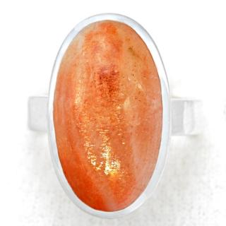 Stříbrný prsten (Ag 925/1000) se slunečním kamenem QA, vel. kamene cca 23 x 14 mm (SL7865R)