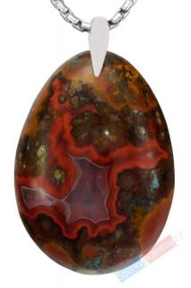 Unisex přívěsek z australského achátu QA, kapka cca 33 x 24 mm, stříbro Ag 925/1000, RARITA (AJ4071P)