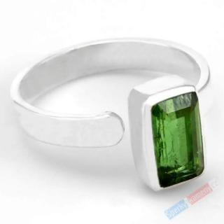 Unisex stříbrný prsten (Ag 925/1000) s broušeným turmalínem verdelitem QAA, vel. kamene cca 13 x 8 mm, krásná barva (TV2421R)