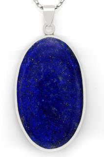 Velký stříbrný přívěsek (Ag 925/1000) s lapisem lazuli QA, ovál cca 54 x 32 mm (LL1210P)