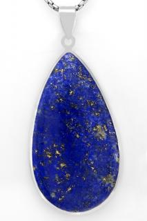 Velký stříbrný přívěsek (Ag 925/1000) s lapisem lazuli QAA, kapka cca 54 x 31 mm (LL7867P)