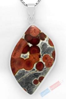 Velký stříbrný přívěsek (Ag 925/1000) s Peanut Wood Jasper QA, cca 50 x 34 mm,  oříšková čokoláda , RARITA (JWP1513P)