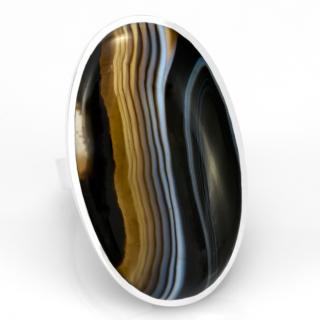 Velký stříbrný prsten (Ag 925/1000) s onyxem QA, vel. kamene cca 37 x 23 mm (ON1211R)