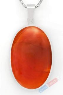 Větší stříbrný přívěsek (Ag 925/1000) s karneolem QAA, ovál cca 41 x 29 mm, nádherná barva (KA1936P)