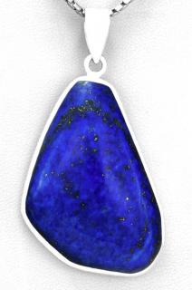 Větší stříbrný přívěsek (Ag 925/1000) s lapisem lazuli QA, cca 43 x 30 mm (LL7866P)