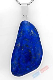 Větší stříbrný přívěsek (Ag 925/1000) s lapisem lazuli QA, cca 49 x 28 mm (LL7867P)