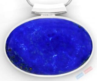 Větší stříbrný přívěsek (Ag 925/1000) s lapisem lazuli QA, ovál cca 29 x 43 mm (LL1212P)