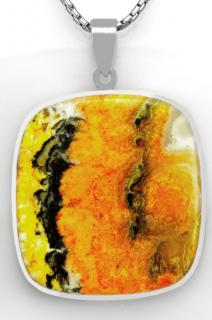 Větší unisex stříbrný přívěsek (Ag 925/1000) s bumblebee jaspisem QAA, cca 41 x 38 mm, nádherné probarvení, RARITA  v barvách čmeláka  (JSB1514P)