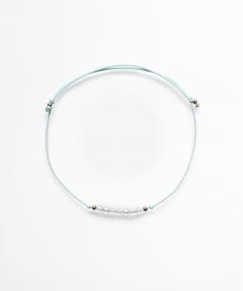 Náramek Křišťál 2mm & bleděmodrá šňůrka