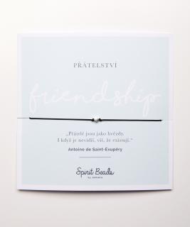 Přátelství - Srdce - černá šňůrka