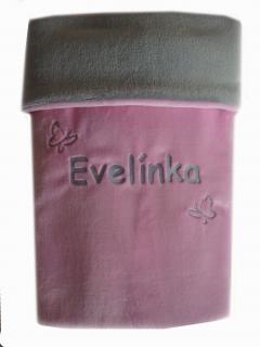 Dětská deka s výšivkou jména na přání 120 x 90 cm růžová šedá