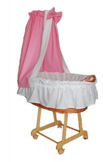 Košík na miminko II s nebesy - bílá+růžová