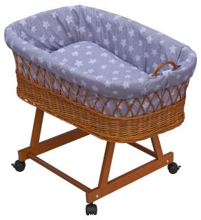 Proutěný košík na miminko Scarlett Hvězdička - šedá