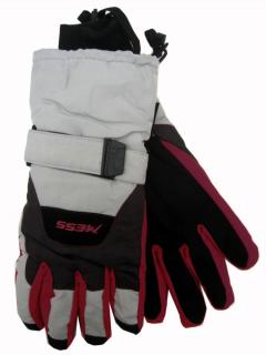 Pánské lyžařské rukavice Mess, šedo-červené - Velikost: XL