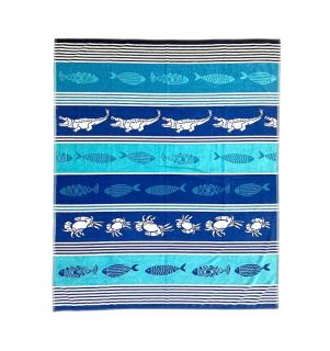 Velká plážová osuška pro 2 osoby Lovely Home Sea Life modrá