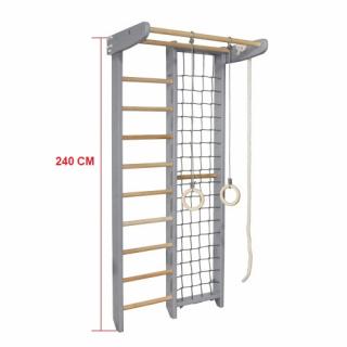 ŽEBŘINY SE ŠPLHACÍ SÍTÍ SPORTBABY GLADIATOR GREY 2-225/240 Výška konstrukce: 240 cm