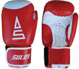 Boxerské rukavice kožené 12OZ,červeno-bílé