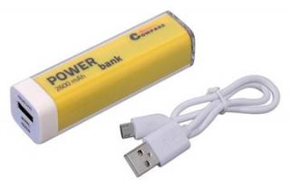 POWER BANK 2600mA žlutý  + 30cm kabel