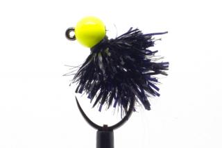 Tungsten jig blob black with chartreuse head